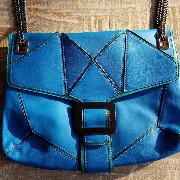 Blue/Green Purse with chain strap - Picture 1 of 9